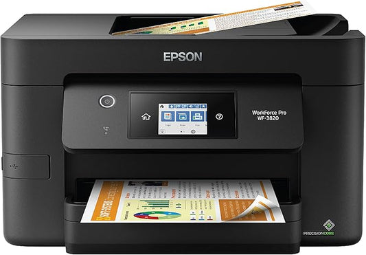 Epson Workforce Pro WF-3820 Wireless All-in-One Printer with Auto 2-Sided Printing, 35-Page ADF, 250-sheet Paper Tray and 2.7" Color Touchscreen (Renewed), Black