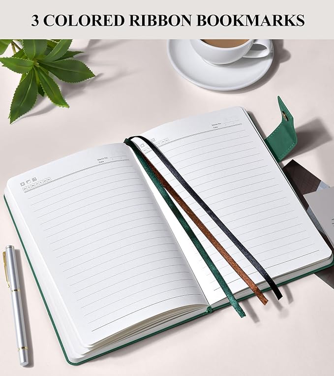 365 Page Thick Lined Journal Notebook for Men Women, A5 Leather Journals for Writing, Hardcover Notebooks for Work, School, Note Taking,Travel, Business,Personal Diary, College Ruled 5.9" x 8.4"