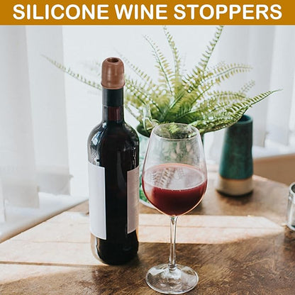 8Pcs Silicone Wine Stopper for Wine Bottles, Reusable Sparkling Wine Bottle Stopper, Silicone Wine Seal Stopper, Wine Bottle Cover Caps to Keep Wine Fresh, Beer Champagne Stopper Home Use(4 Colors)