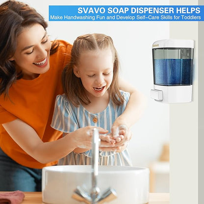 SVAVO Wall Mounted Soap Dispenser Kitchen Bathroom Manual Soap Dispenser Refillable Hand soap Dispenser for Liquid Contianers Shampoo Gel Chamber for Household Commerical 23.7oz (700ml) ABS