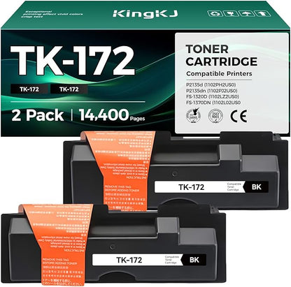 TK-172 TK172 Toner Cartridge Black 2-Pack Replacement for Kyocera TK-172 TK172 Ink Compatible with Kyocera ECOSYS P2135d P2135dn FS-1320D FS-1370DN Printer 1102PH2US0 1102PJ2US0 1102LZ2US0 1102L02US0