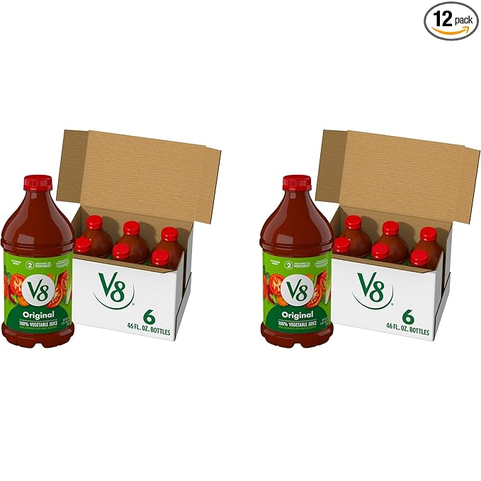 V8 Original 100% Vegetable Juice, 46 fl oz Bottle (12 Pack)