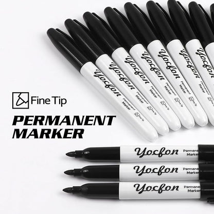 Permanent Markers, 72 Count Black Permanent Markers Set, Fine Tip, Waterproof Markers, Works On Plastic, Wood, Stone And Metal For Doodling, Marking