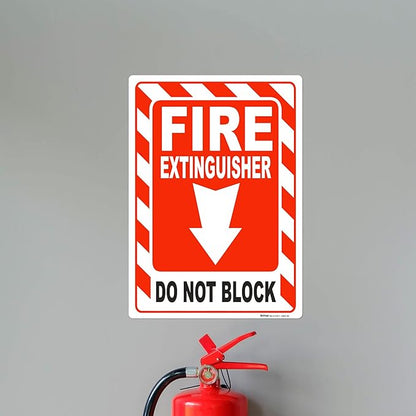 Brimar - 7 x 10" - Fire Extinguisher Do Not Block Sign - 3.5 Mil InfiniStick™ Vinyl Label - Fire Safety Compliant - Easy Installation