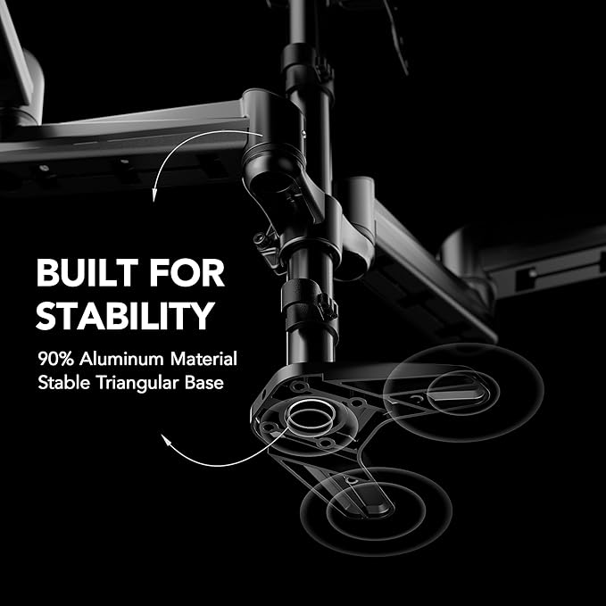 HUANUO Triple Monitor Mount for 17 to 32 inch Screens, Gas Springs Adjustment Triple Monitor Stand with Swivel, Tilt, Rotation, Clamp & Grommet Kit (Black)