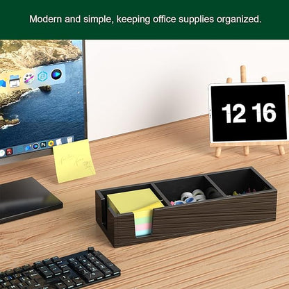 Acrylic Sticky Note Holder, Self-Stick Note Pad Holder W/O Pads - Note Dispenser Memo Pad Holder Desk Organizer for School Office Home (3''x3'' 3IN1 Black)