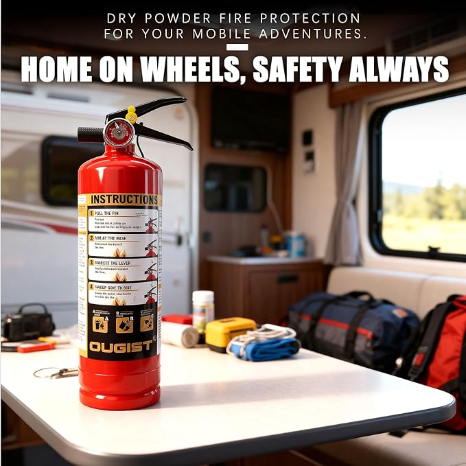 2 Pcs*2.5LBS ABC Dry Chemical Fire Extinguisher for Home & Vehicle, Portable Kitchen/Car/RV Fire Extinguisher, Non-Conductive Multipurpose Class A B C, Red