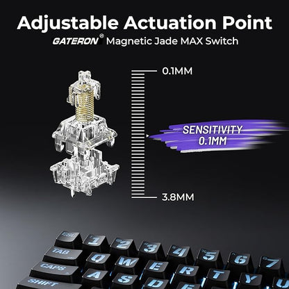 XVX HE68 Max Rapid Trigger Keyboard 60% Percent,Hall Effect Keyboard with Gateron Magnetic Jade Max Switch,CNC Aluminum Frame Custom Mechanical Key Board for PC/Laptop/Xbox/PS4/PS5,Miami Theme, Black