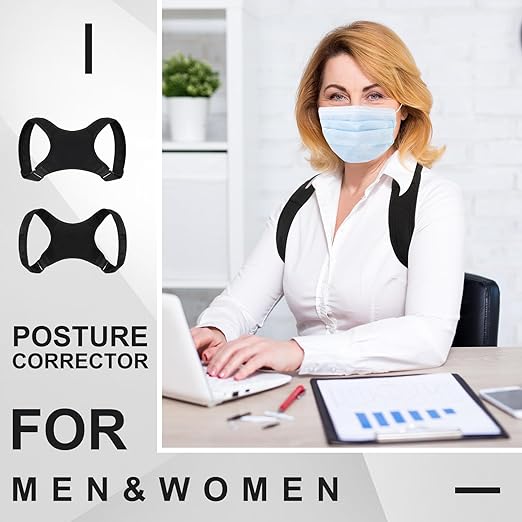 Posture Corrector for Women and Men, Adjustable Posture Back Brace Shoulder Brace, Discreet Under Clothes Design Back Support, Pain Relief for Improved Neck Support (Black)