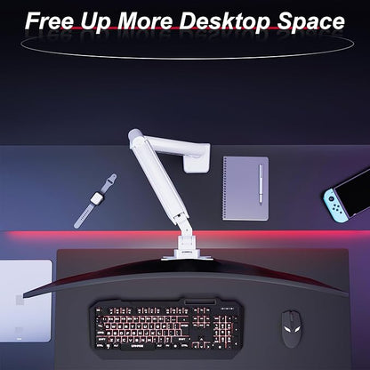 Monitor Arm, Gas Spring Monitor Stand for 17-35 Inch Screens up to 24.3 lbs, Adjustable Mount with C-Clamp & Grommet Base, Ergonomic Computer Monitor Mount (Single Arm White)