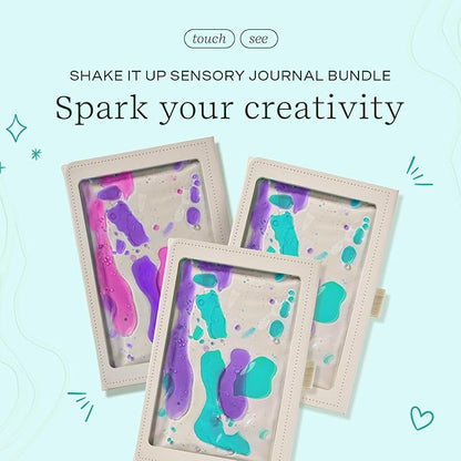 Lifelines Sensory Journal, 3-Pack Shake It Up Bundle - Fidget Ruled Notebook Journal with Interactive Tactile Cover & Embossed Patterns - 160 Page, Soft Cover Book Writing Journal