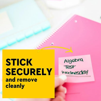 Post-it Colored Transparent Sticky Notes 3x3 in 8 Pads/Pack 36 Sheets/Pad Sticks Securely and Removes Cleanly