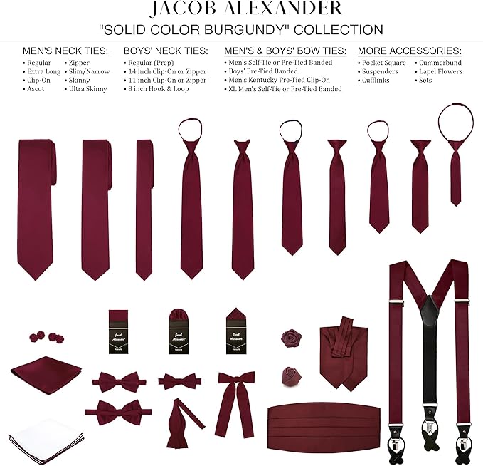 Jacob Alexander Solid Color Mens Tie - Soft-lined Necktie - Timeless Formal Look for Weddings and Business - (Regular Size)