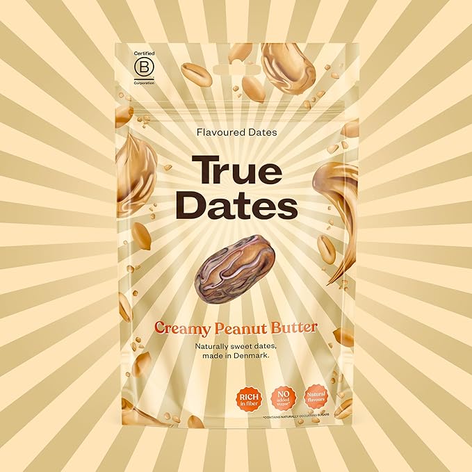 True Dates Candy Dates - Creamy Peanut Butter - Dates With Candy Flavor, Vegan, No Added Sugar, Gluten Free - 3.5oz Bags (4 Pack)