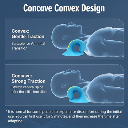Neck Stretcher for Pain Relief, Neck and Shoulder Relaxer Cervical Traction Device Pillow for Muscle Relax and TMJ Pain Relief (Blue)