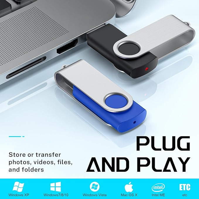 FEBNISCTE Flash-Drive 8 GB 10 Pack 2.0 USB Thumb Drive USB Drive Pack USB- Flash-Drives Memory Stick Jump Drive Zip-Drive for File Backup and Transfer