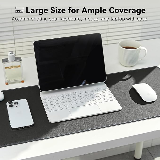 Waterproof Large Gaming Mouse Pad with Durable Stitched Edges, Non-Slip Rubber Base, Grainy Jacquard Mouse Mat Desk Pad for Home Office Gaming, 31.5''x11.8''x0.12'', Deep Gray