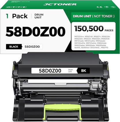 58D0Z00 Imaging Unit Not Toner Black 1-Pack Replacement for 58D0Z00 Drum Unit Compatible for Lexmark MS725 MS821 MS822 MS823 MS824 MS825 MS826 MX721 MX722 MX725 MX822 MX824 MX826 B2865dw Laser Printer