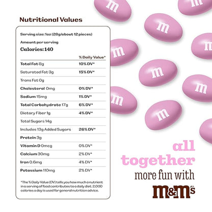 M&M’S WORLD Peanut Pink Chocolate Candy - 2lbs of Bulk Candy in Resealable Pack for Candy Buffet,Birthday Parties,Theme Meetings,Candy Bar,Sweet Stuff for DIY Party Favors or Edible Decoration