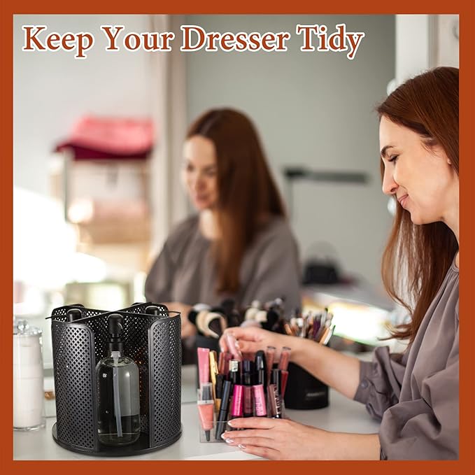 Hoolerry 2 Pcs Cup and Lid Organizer, 360° Rotatable Coffee Cup Holder for Disposable Plastic and Paper of 5 to 16 oz, Dispenser with 4 Compartments for Countertop Coffee Station Office Bar(Black)