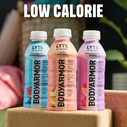 BODYARMOR LYTE Sports Drink Low-Calorie, Blueberry Pomegranate, Low-Calorie, Coconut Water, Natural Flavors, Vitamins, Electrolytes, 16 Fl Oz (12 Pack)