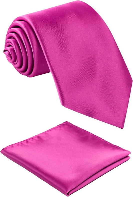 Mens Solid Satin Mens Tie With Hanky,Handmade Neckties For Men