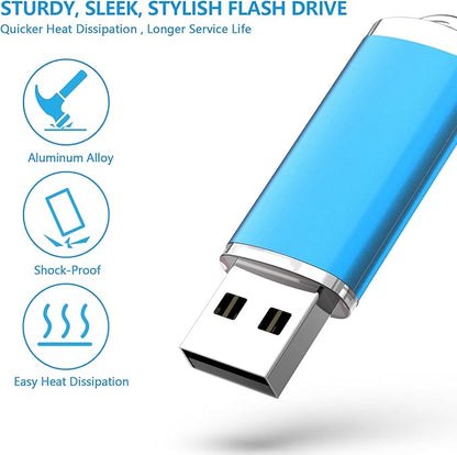KOOTION Flash Drive 16GB 10 Pack USB 2.0 Thumb Drive Capped Memory Stick Jump Drive, Blue