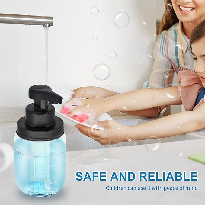 12 oz Automatic Touchless Glass Soap Dispenser, Rechargeable Hands Free Liquid Mason Jar Soap Dispenser with Electric Sensor Pump, Refillable Lotion Bottle for Bathroom Kitchen Dishwashing Countertop