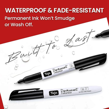 Permanent Markers Ultra Fine Tip, 30 Pack Black Quick-Drying and Fade-Resistant Permanent Markers Bulk Set for Writing and Drawing on Wood, Plastic, Metal, Glass, Ideal for Office School Supplies