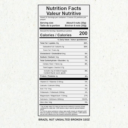 Snack The True Organic Broken Brazil Nuts 32 oz – Raw and Unsalted – Healthy-Rich in Vegetable Protein – Fresh, Vegan and Gluten Free – Forest Up