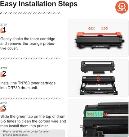 v4ink 2PK Compatible DR730 Drum Replacement for Brother DR-730 DR-760 Drum for Brother HL-L2325DW HL-L2350DW HL-L2370DW HL L2390DW L2395DW DCP-L2550DW MFC L2690DW L2710DW L2717DW L2750DW (NOT Toner)