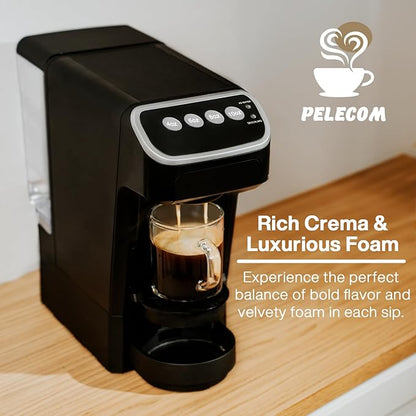 PeleCafe Coffee Machine – Compatible with Peet's Coffee Pods – Fast Brewing Single-Serve Coffee Maker with Rich Flavor Extraction, Crema Layer, Space-Saving Sleek Design, Barista-Quality Taste