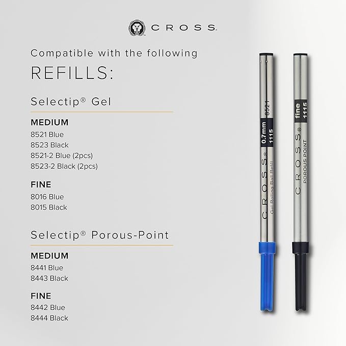 Cross Bailey Light Refillable Rollerball Pen Presented in a Everyday Gift Box - Medium Point, Black Ink, Polished Black