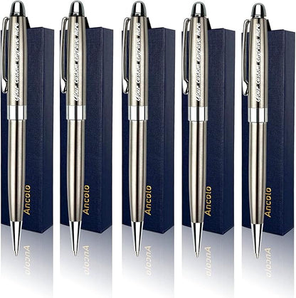Ancolo Personalized Executive Business Pens - Medium Point Black Ink with 10 Extra Refills Custom with Your Name or Message, Gift for Students/Teacher/Manager/Lawyer/Professor 5PCS/Pack