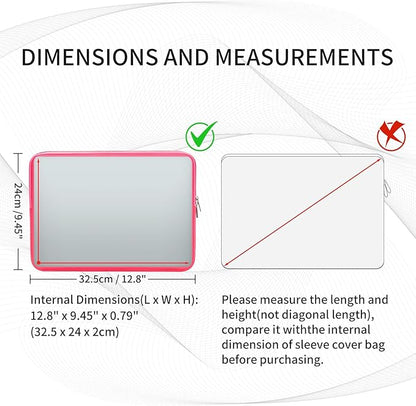RAINYEAR Laptop Sleeve Case Compatible with 13.3 Inch Notebook Computer Tablet Chromebook 14" MacBook Pro M1 M2 M3 M4 Pro/Max Soft Cover Protective Case Zipper Carrying Bag (Bright Pink)