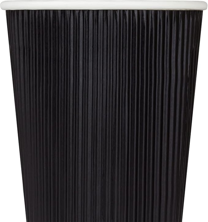 Karat 16oz Ripple Insulated Coffee Hot Cups [500 Count] Black Double Poly Lined Paper Hot Cup - Ideal for Hot Beverages, 90mm (C-KRC516B)