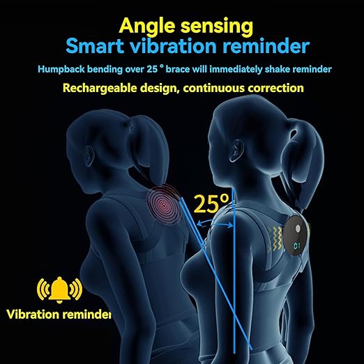 Smart Posture Corrector - Adjustable Upper Back Brace with Vibration Intelligent Posture Reminder, Posture Trainer for Kids, Help to Keep Right Posture (J3000)