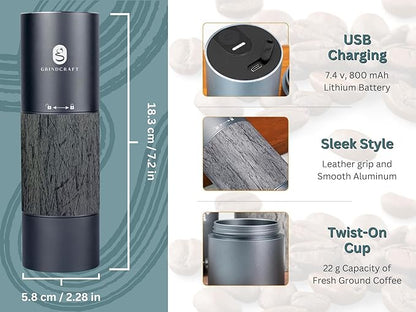Electric Coffee Grinder, Stainless Steel Burr Grinder for coffee and espresso grinding; For home, travel, camping and office use (Gray), Small, GC-EO1