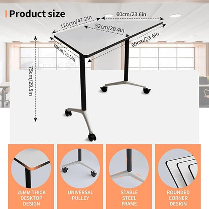 Conference Room Table, 47.2 Inch Folding Conference Tables with Wheels, Modern Office Meeting Table, Easy Flip & Nest Design, Rectangular Seminar Tables with Metal Frame for 2-24 People (L, 8PCS)