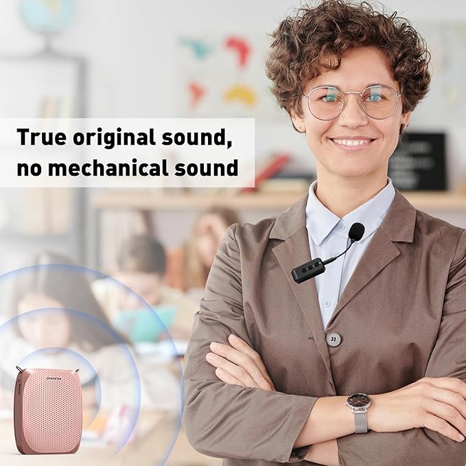 ZOWEETEK Wireless Voice Amplifier with Lavalier Lapel Microphone for Teachers, Mini Portable Speaker and Wireless Clip On Microphone System for Classroom, Meeting, Yoga, Streaming, Group outings