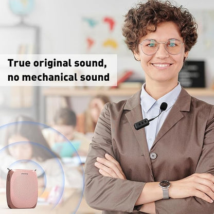 ZOWEETEK Wireless Voice Amplifier with Lavalier Lapel Microphone for Teachers, Mini Portable Speaker and Wireless Clip On Microphone System for Classroom, Meeting, Yoga, Streaming, Group outings