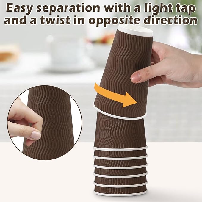 16 oz Coffee Cups with Lids 50 Pack, Disposable Coffee Cups with Lids, Insulated To Go Paper Coffee Cup for Hot Cold Drinks