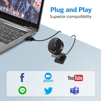 EMEET 1080P Webcam - USB Webcam with Microphone & Physical Privacy Cover, Noise-Canceling Mic, Auto Light Correction, Fixed Focus, C950 Ultra Web Cam w/ 70°View for Meeting/Online Classes/Zoom/YouTube