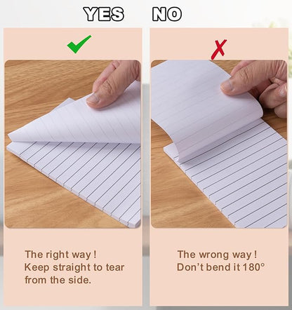 Pack of 400 Sticky Notes White,Lined Self-Adhesive Notes 100 x 150 mm, Sticky Note Pads with Lines, Large Lined Sticky Notes for Marking Pages for Office, Study, Home, 8 Pack/400 Sheets