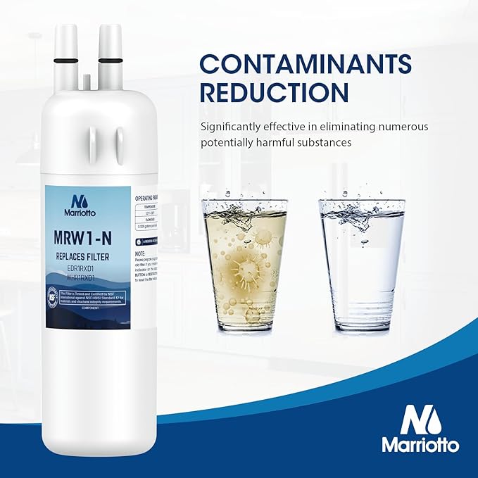 MARRIOTTO EDR1RXD1 Refrigerator Water Filter Compatible with Whirlpool W10295370A, WHR1RXD1, KAD1RXD1, Filter 1, W10295370, P4RFWB, P8RFWB2L, 46-9930, 46-9081 Refrigerator Water Filter, Pack of 3