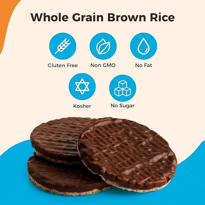LIEBERS Dark Chocolate Rice Cakes, Snack Pack, Gift Pack, Kosher Dairy Free, Gluten Free Total Of 24 Cakes (Dark Chocolate)