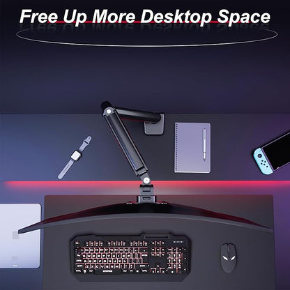 Monitor Arm, Gas Spring Monitor Stand for 17-35 Inch Screens up to 24.3 lbs, Adjustable Mount with C-Clamp & Grommet Base, Ergonomic Computer Monitor Mount (Single Arm Black)