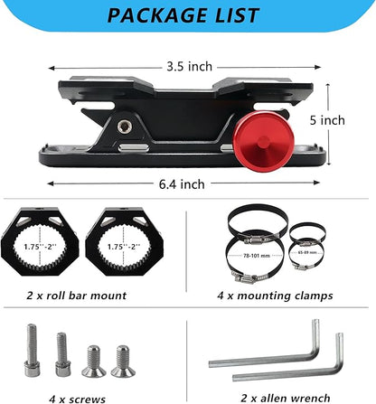 Fire Extinguisher Mount Bracket, Aluminum UTV Quick Release Fire Extinguisher Mount for 1.75''-2'' Roll Bar, Universal for UTV RZR Polaris Ranger Jeep Wrangler, with 4 Clamps