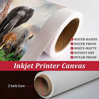 Professional Matte Canvas Roll Long Unstretched Canvas Roll Wide Format inkjet printer, Perfect for Fine Art, Photography, rchival Quality Prints, Epson Canon HP (420GSM Poly-Cotton 44"x60ft)