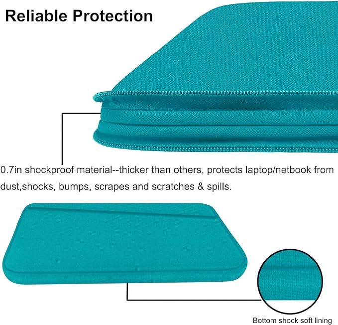 Laptop Sleeve Bag 15.6 inch, Durable Computer Carrying Bag Protective Case Briefcase Handbag with Front Pocket, Slim Laptop Case Cover for 15.6 Inch HP, Dell, Lenovo, Asus, Notebook, Light Blue
